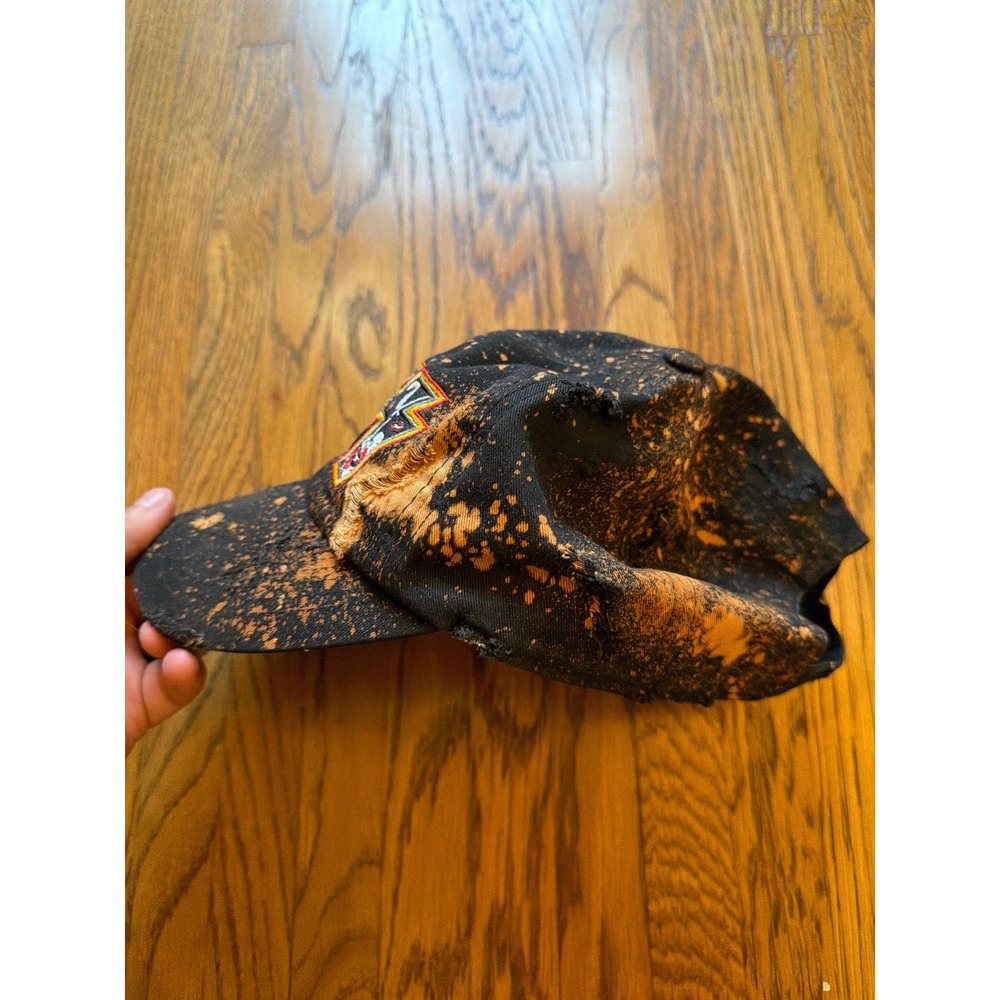 KISS Band Distressed Bleach Splatter Baseball Hat Black Orange Luxury Headwear - Picture 4 of 7